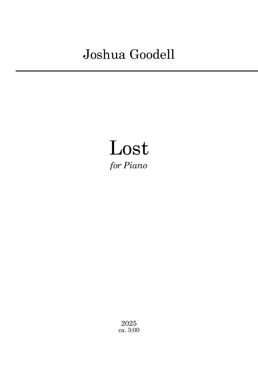 Lost - for piano solo