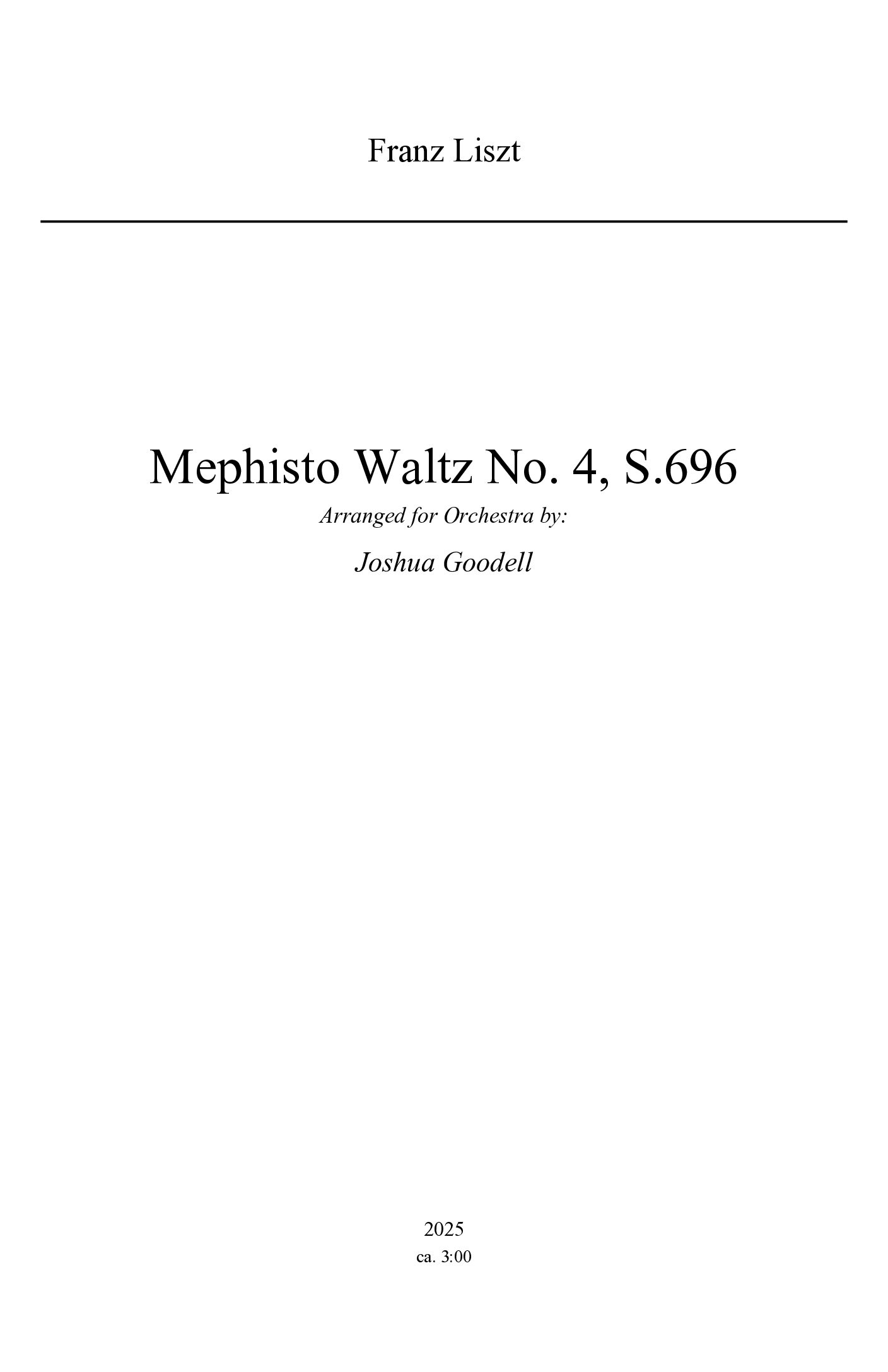 Franz Liszt - Mephisto Waltz No. 4, S.696 (Arranged by Joshua Goodell)