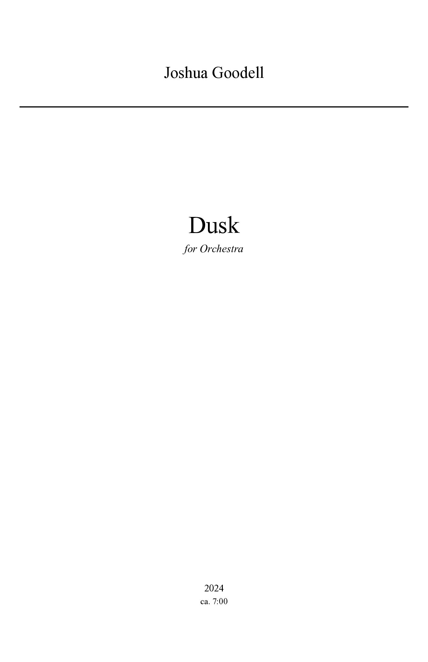 Dusk (for Orchestra)